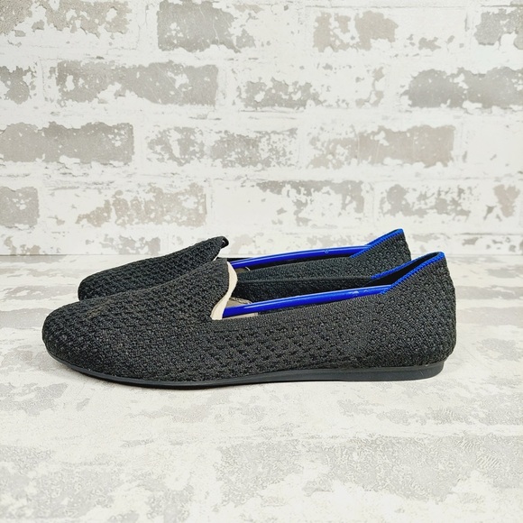 NEW Rothy's The Flat Black Knit Round Toe Slip On Loafers V131